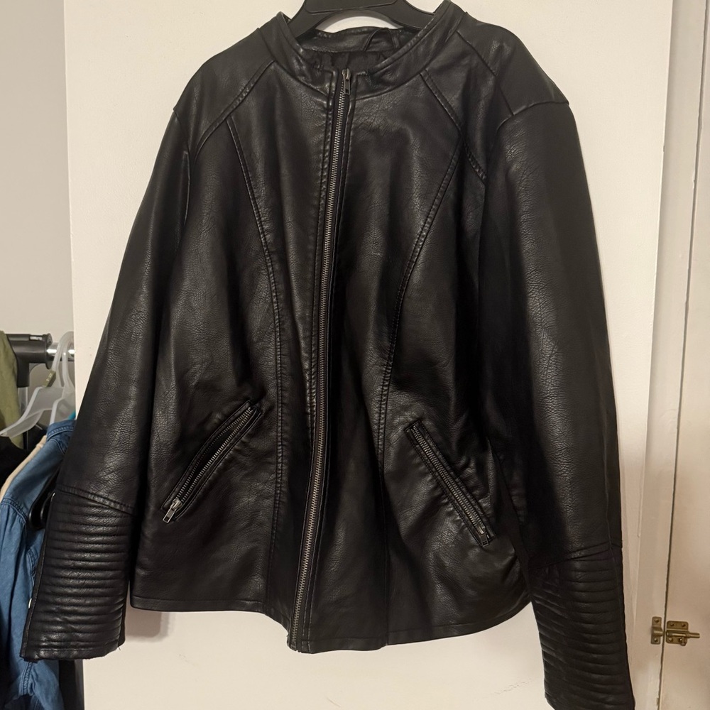 Torrid size 4 black faux leather jacket
